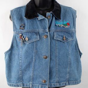 Vintage Women's Cropped Large Denim Vest Harley Davidson Motorcycles Daytona